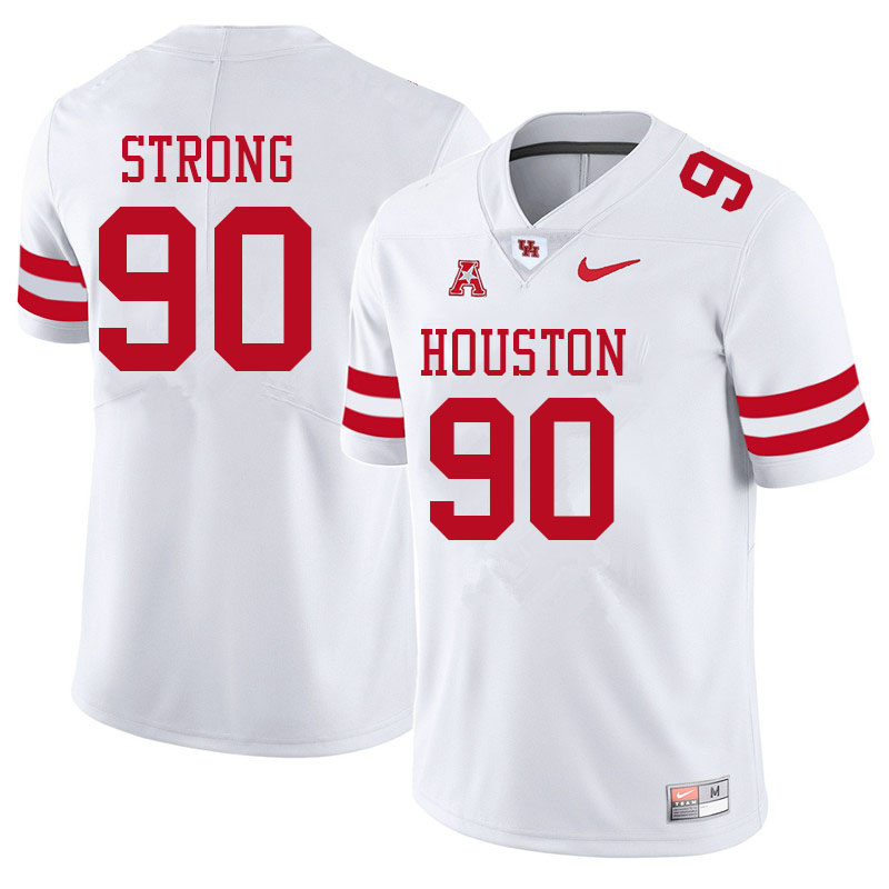 Men #90 Zykeius Strong Houston Cougars College Football Jerseys Sale-White - Click Image to Close